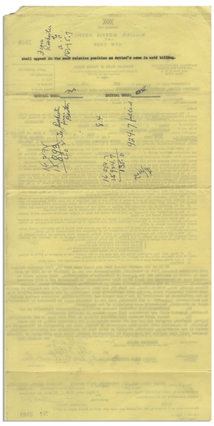 Two May 1960 Contracts Signed by Moe Howard, Who Signs One ''The 3 Stooges / by Moe Howard Pres.'' -- AGVA Contracts for Three Stooges Performances Each Measure 8.5'' x 17'', Very Good